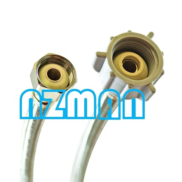 NZMAN Braided Stainless Hose,Black/White Toilet Supply Hose,F 1/2-Inch FIP by 7/8-Inch Ballcock by 12-Inch Toilet Connector