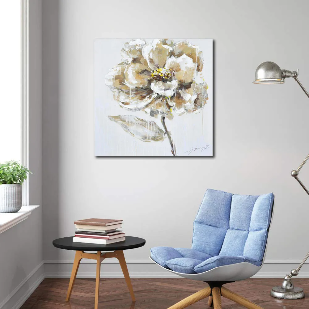 An Outstanding Golden Branch Of Peony Flowers  Modern Oil Print Painting On Canvas Art Galleries Decor Wall For Living Room