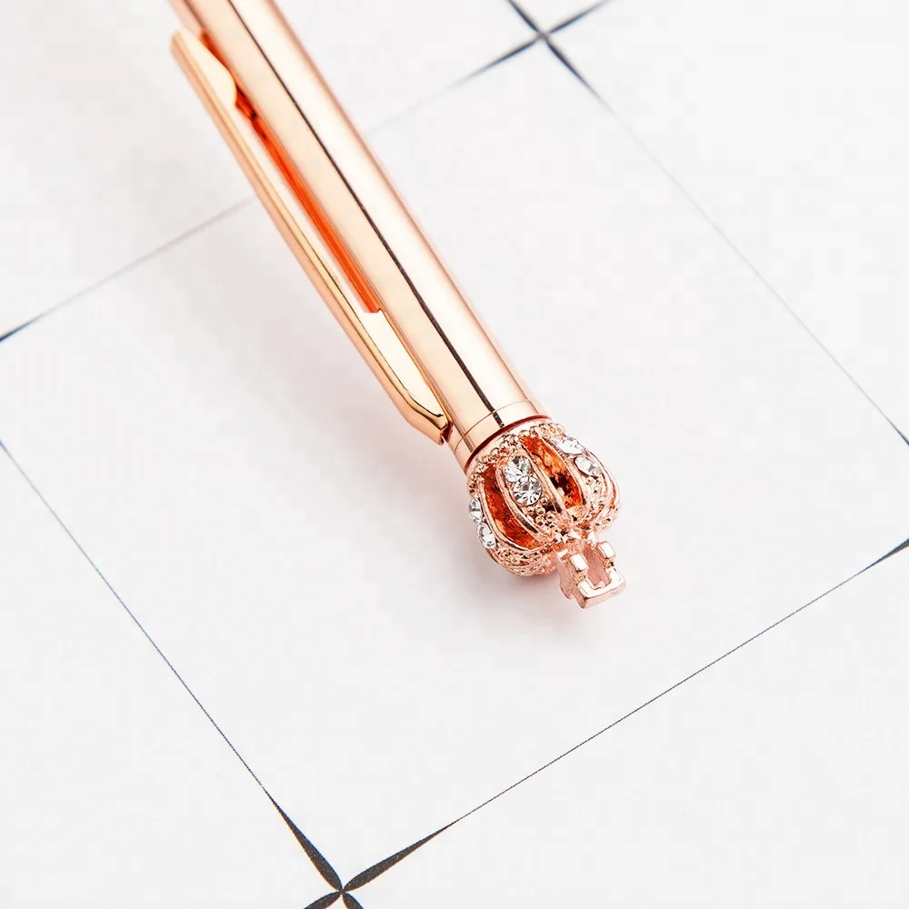 hot selling church anniversary souvenirs cute weeding pen diamond crown luxury metal twist pen for gift