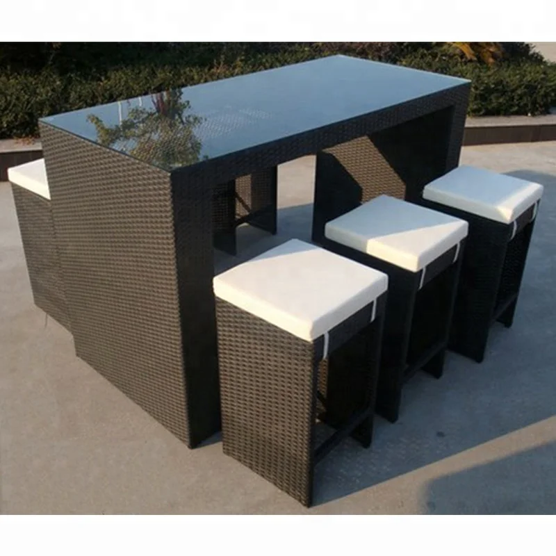 rattan bar table and chairs