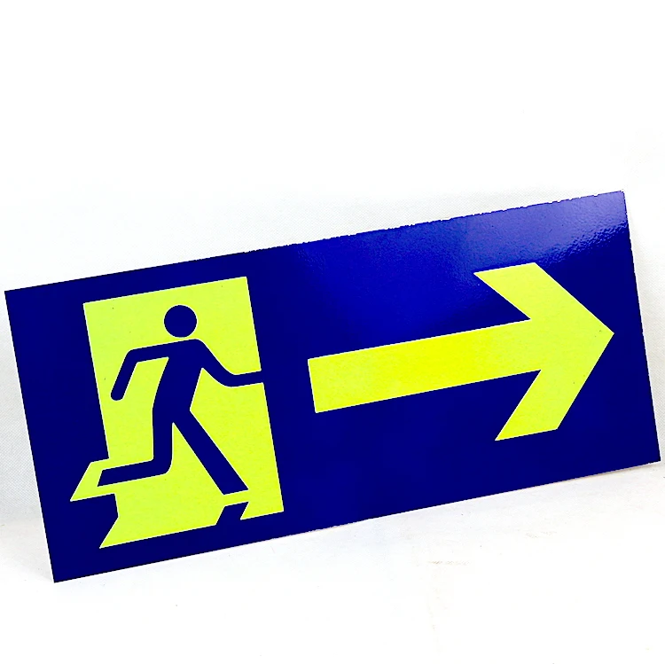 Green Running Man Right Left Direction Luminous Emergency Exit Aluminum Metal Sign Tin Plate Warning Safety Metal Nameplate
