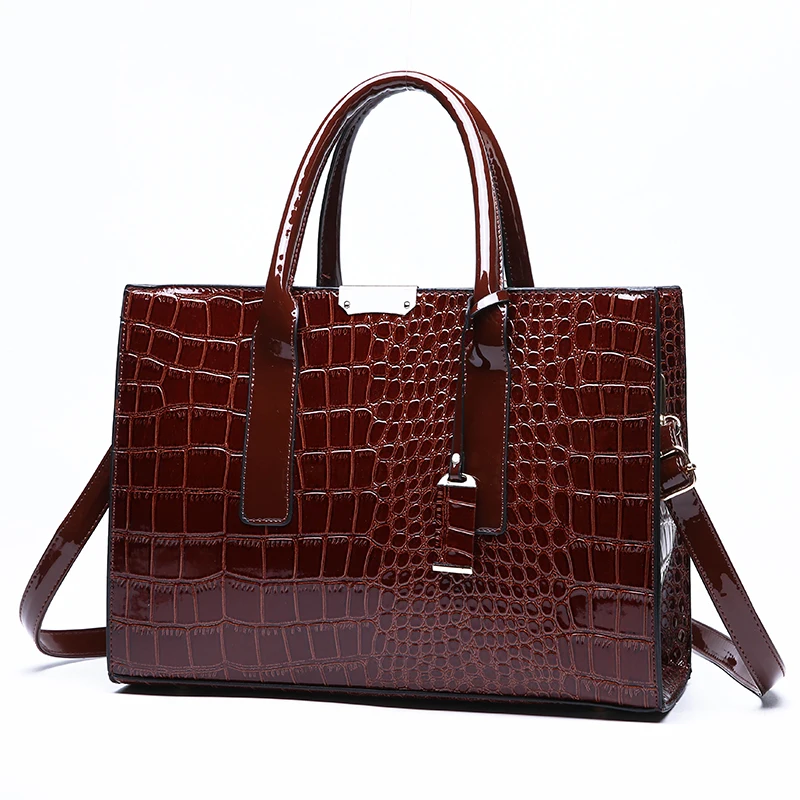 Trending alligator grain pu leather bag handbags for women ladies hand bags
