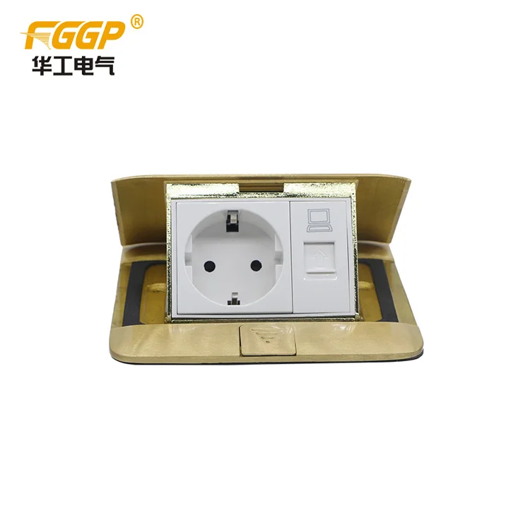 Хорошее качество заподлицо данных RJ45 электрическая напольная коробка для бетона с Pop Up Чехол