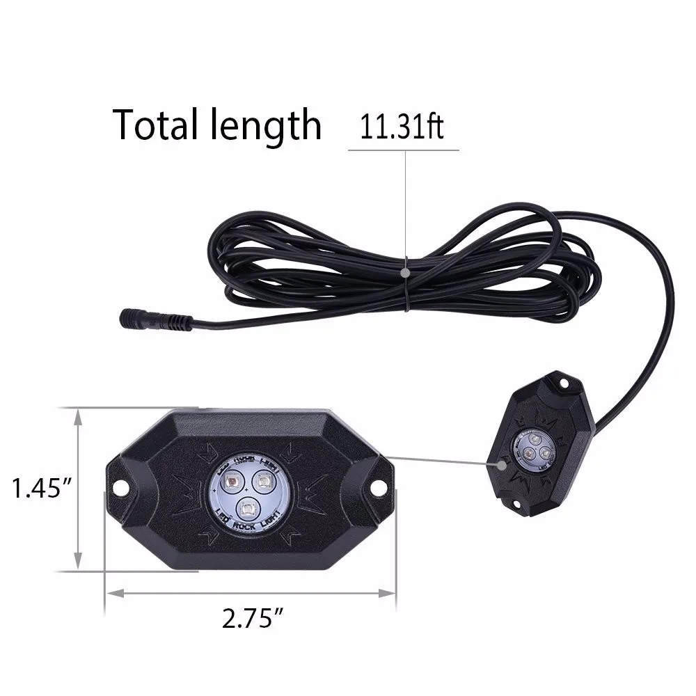 Morsun LED Rock Lights Wireless RGB Color Changing Car Under Body Lighting (4pcs Kit)