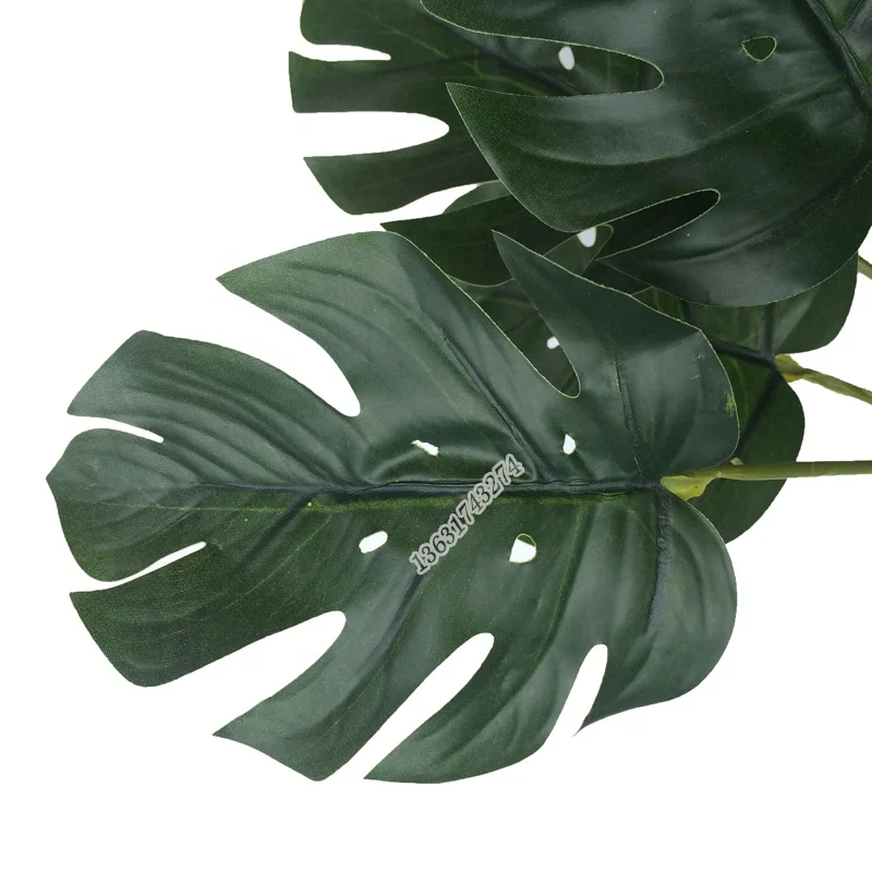 Factory sale cheap PVC plant 18 leaves artificial bonsai plant Monstera for decoration