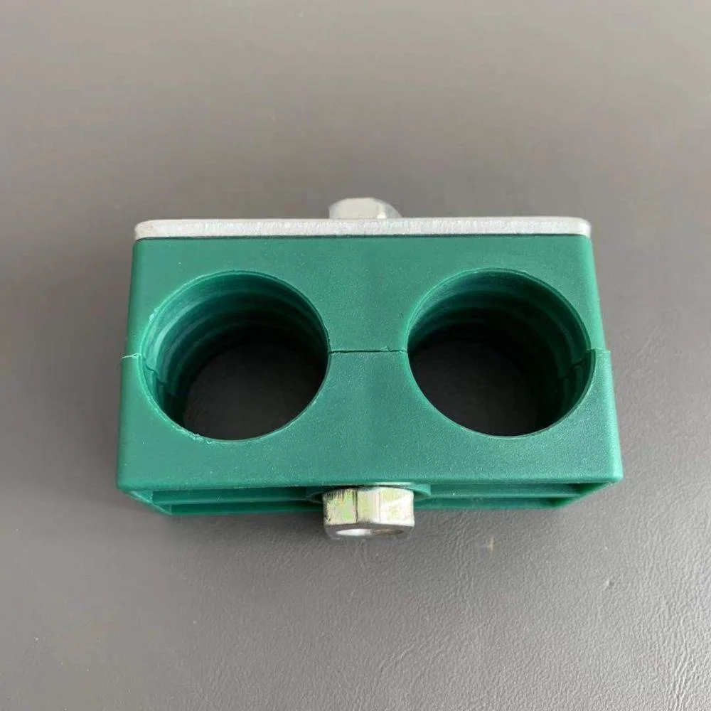 Green PP Twin double hole heavy series single hex bolt  pipe clamps