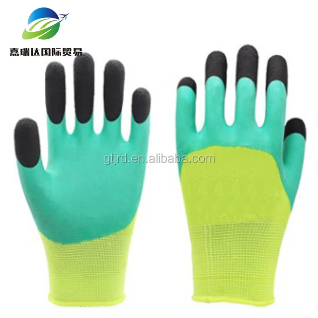 Reinforce finger breathable safety gloves palm coated with crinkle finish latex gloves working gloves labor protection gloves