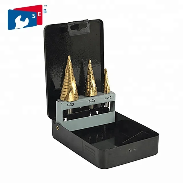 3pcs/set Round Shank Step Drill Bit