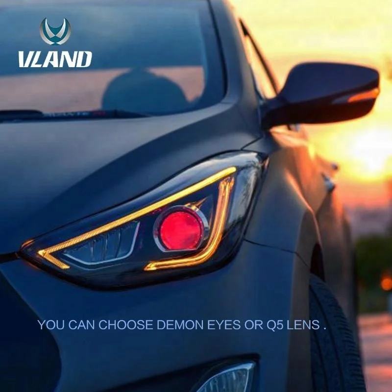 Vland factory manufacture For 2012-UP Elantra LED Headlights Avante Front Lamp Assembly Modification
