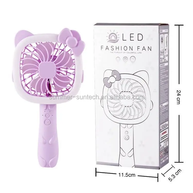 2017 amazon hot sell Mini Hand Held LED Light Fan Battery Operated Customized Message LED Mini Fan