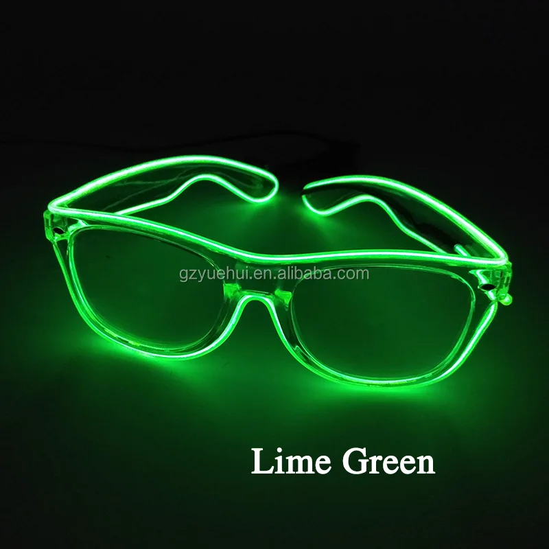 Flashing Glowing EL glasses Fashion El Wire LED Neon Light Glasses Rave Costume Party DJ Transparent Frame Glasses For Carnival