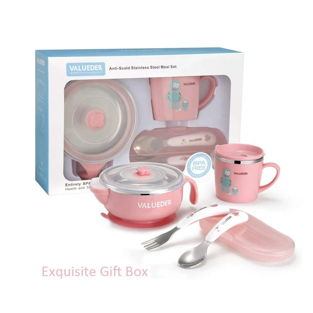 Eco-friendly BPA free stainless steel food feeding suction baby bowl