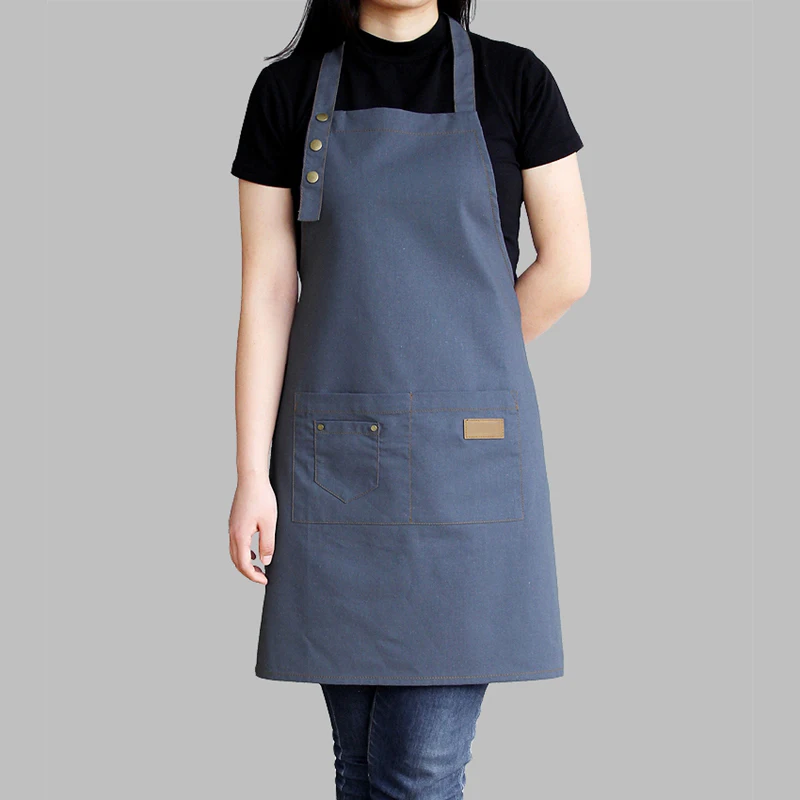 Hot sale hanging neck style kitchen apron cotton with adjustable button