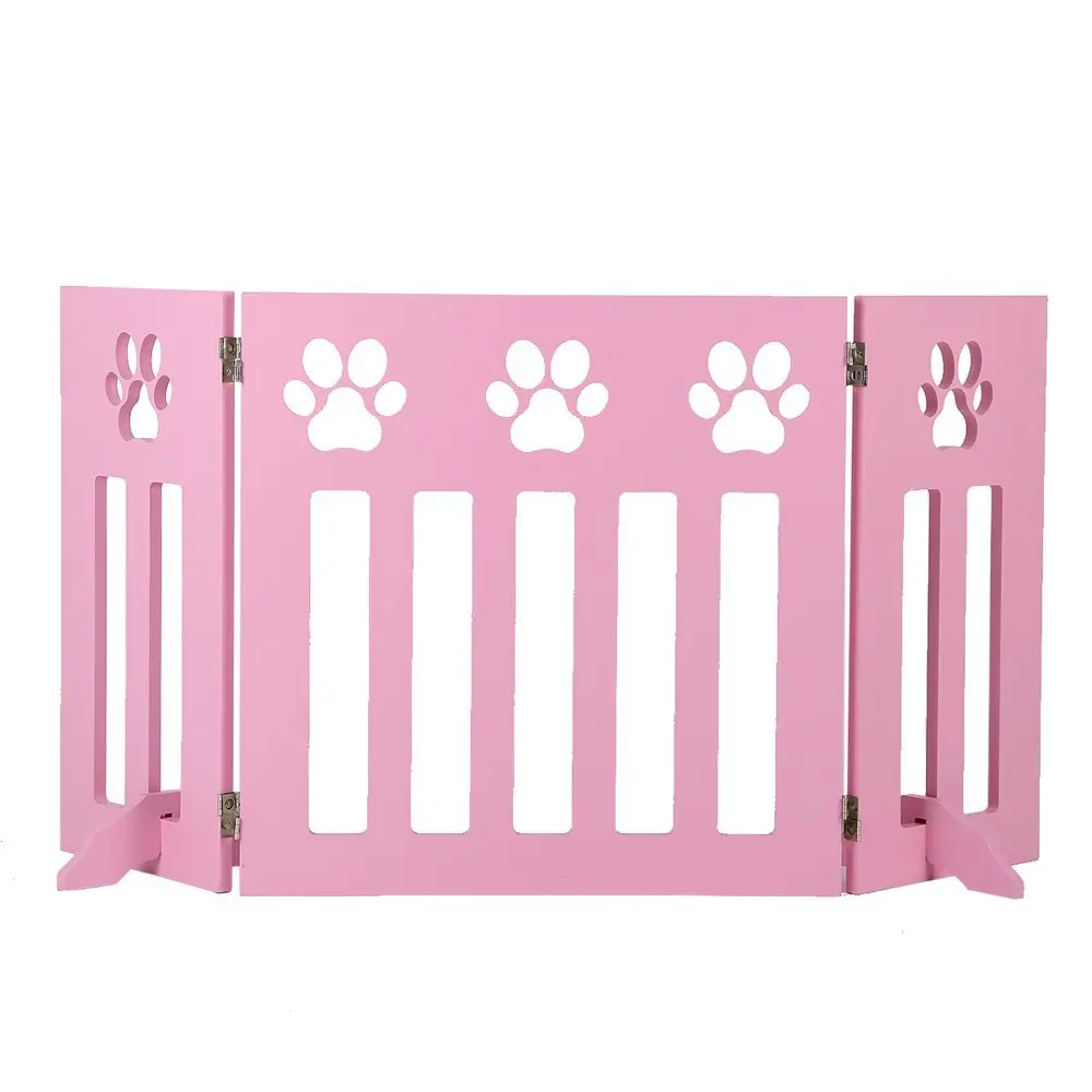 Caoxian Hi Home Freestanding Wooden Pet Gate, 3 Panel Folding Wooden Fence