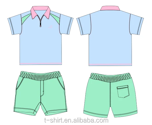
Customized OEM Boys Short Sleeve Cut and Sewed Golf Polo Shirt and Shorts New Design 