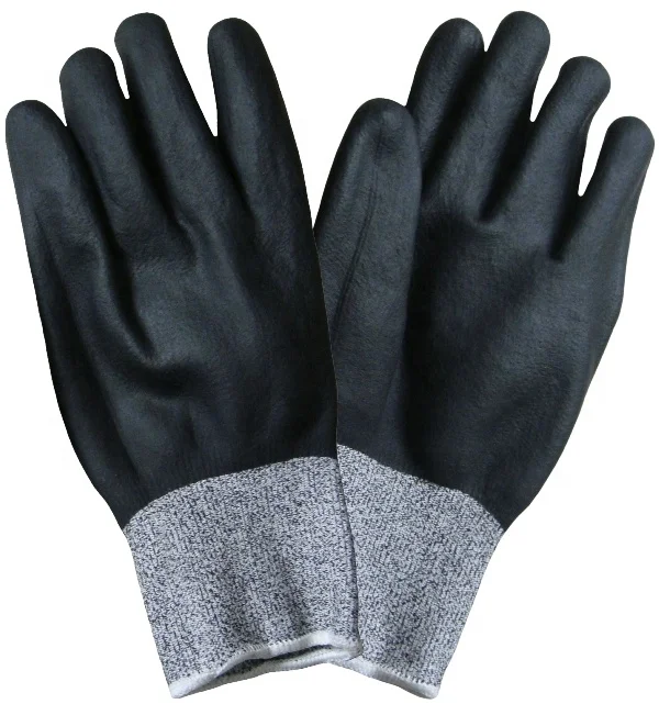 Super Anti Cut HPPE Aramid Fiber Leather Palm Cut Resistant Work Gloves