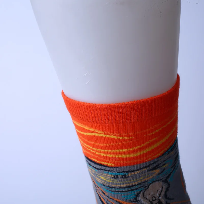 Hot Starry Night Autumn Winter Retro Women Personality Art Van Gogh Mural World Famous Painting Male Socks