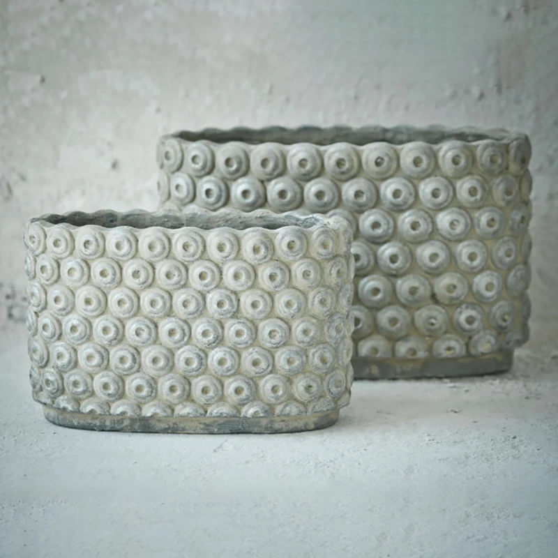 H268 Antique French Chic Fiber Cement Floor Bonsai Groot Flower Pot