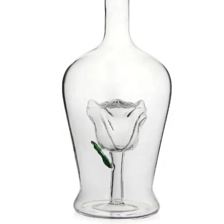 Art Decanter Borosilicate Glass Wine Bottle Whisky Vodka Liquior Rose pattern Glass decanter for Bar