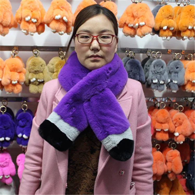 
Women Custom Colourful Faux Rabbit Fur collar Fake Fur Scarf 
