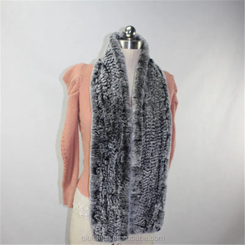 Оптовые продажи, Дамская длинная стильная шарф из настоящей шерсти кролика, декоративного кролика глушитель из натуральной меховой шарф