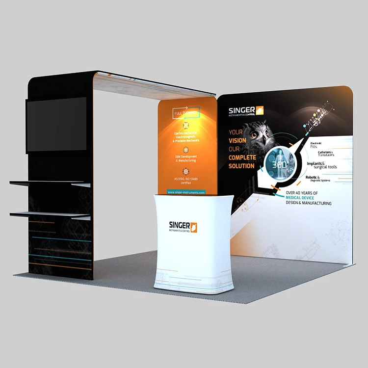 Custom Printed Stand Portable Equipment trade show marketing displays 10x20 booth