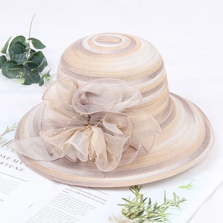Factory Wholesale OEM Silk Stitching Hat Bowler Hat Lady Church Hat