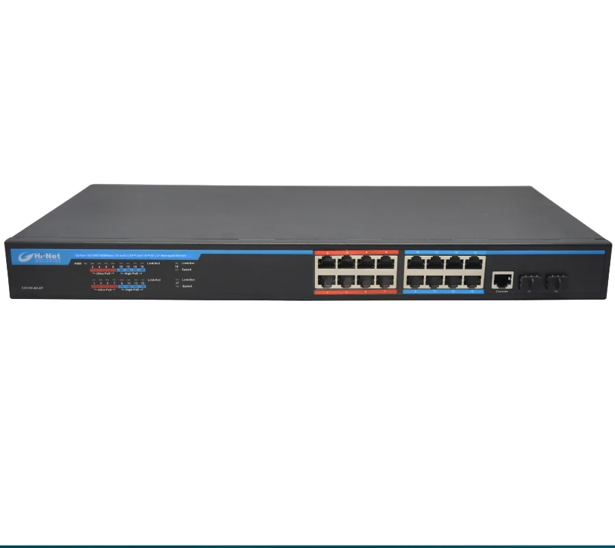 Ethernet fast PoE switch S2018-8U8P 16 10/100M ultra POE Switch support 8 ports 60W for CCTV camera.
