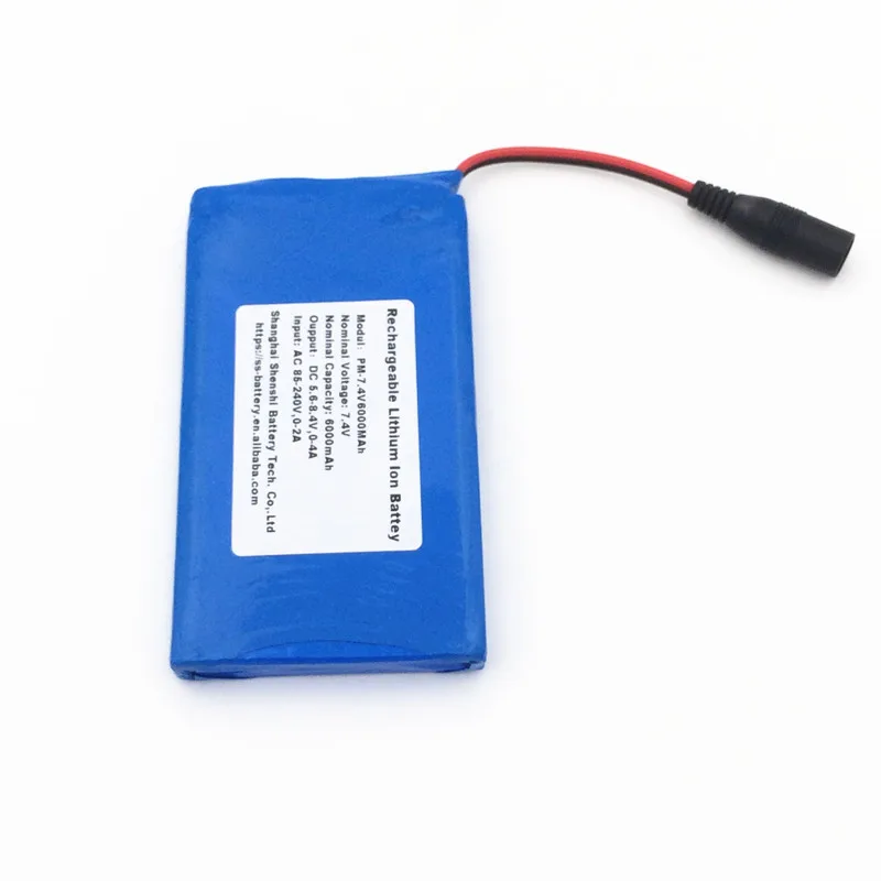 rechargeable li-ion portable dvd player battery 7.4v 6000mah