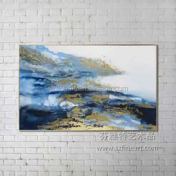 Золотая фольга живопись синий абстрактный красивый дизайн Ручная работа масляная живопись