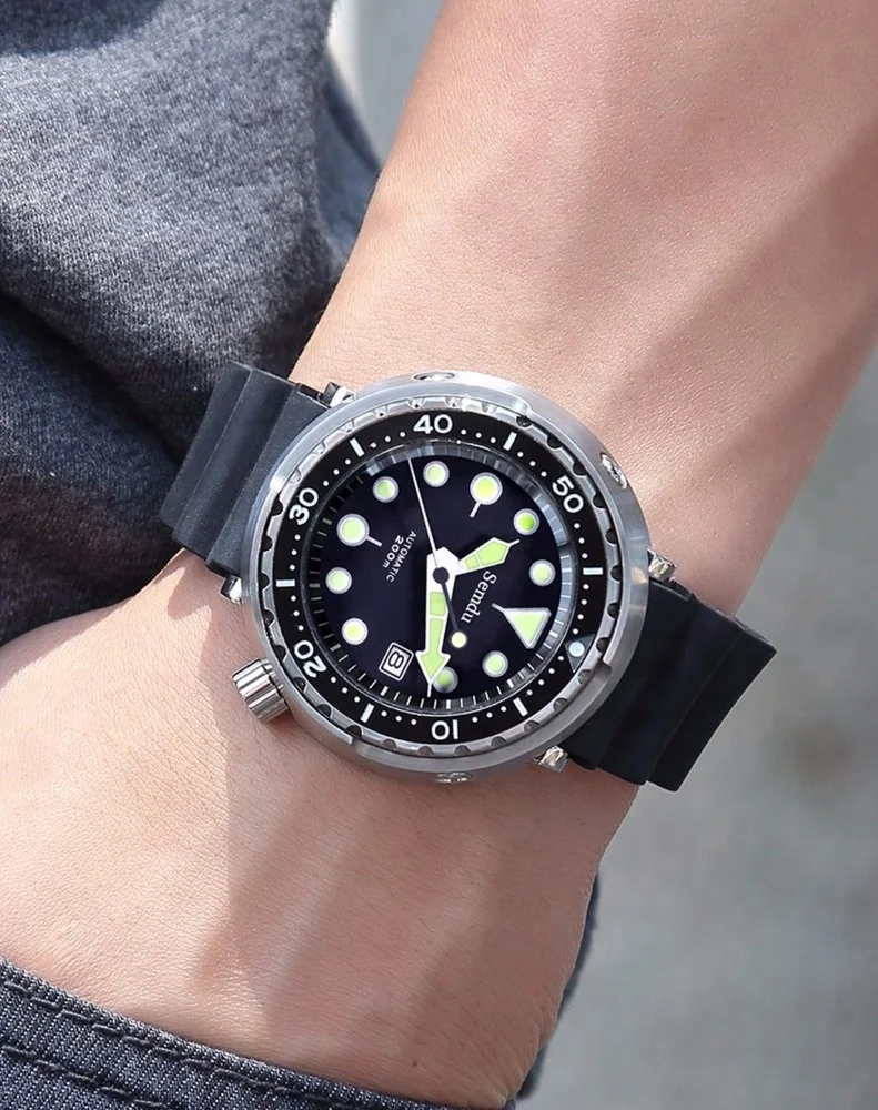 
Make your own brand Ready to ship 316L stainless steel 200 meter water proof Tuna dive watch 