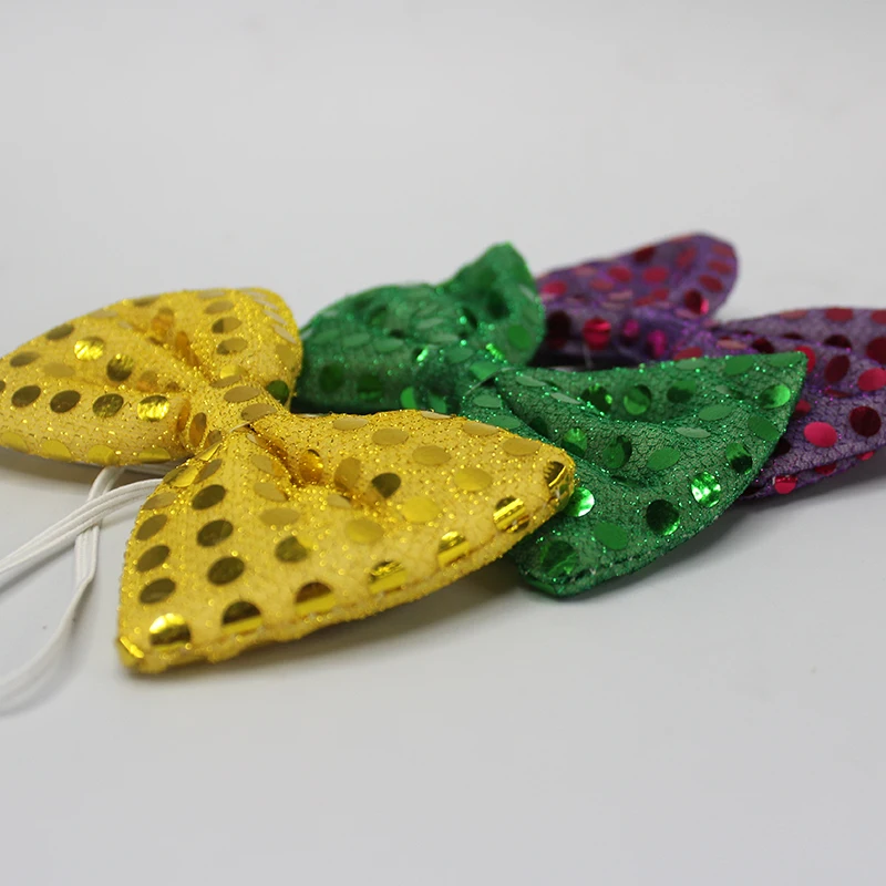 
Promotion low price fashion men led tie for Sequin LED Satin Green flashing bow tie 