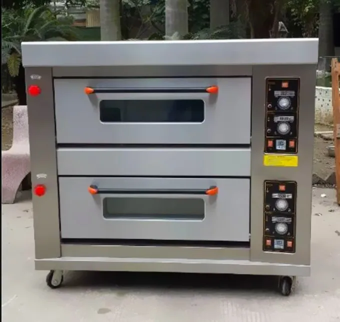 2 Deck 4 Trays Commercial Gas Oven With Stone For Pizza