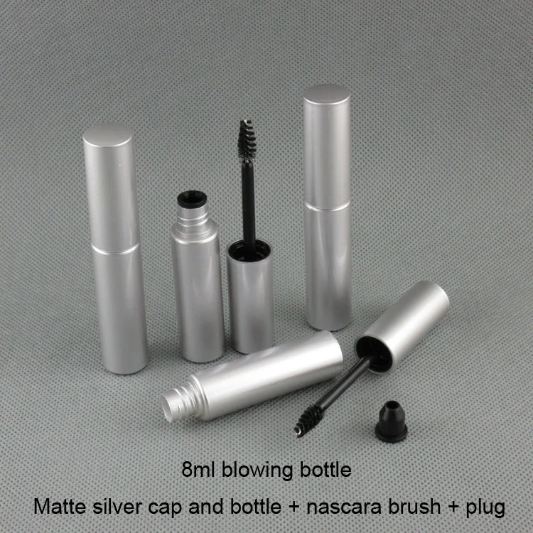 
Free shipping MOQ 500pcs TM-M6621 8ml matte silver round mascara bottle eye lash maker 