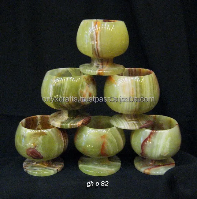 Multi Green Onyx Wine Goblets Set