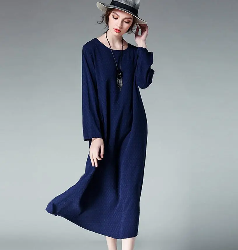 Autumn vintage women plus size sweater dress  long sleeve knit sweater