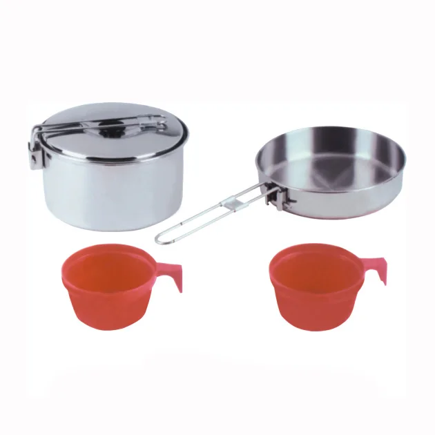 High quality stainless steel cook pots and pans camping cookware set