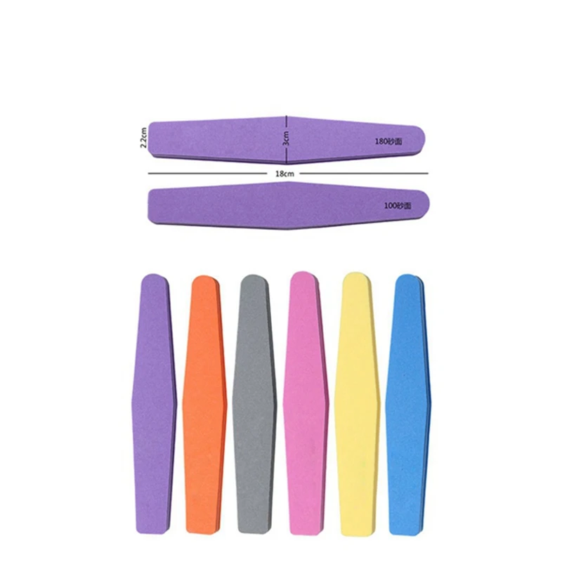 100/180 Grit Professional Manicure Buffing Polisher Tool 6 Colors Diamond Sponge Nail File Buffer