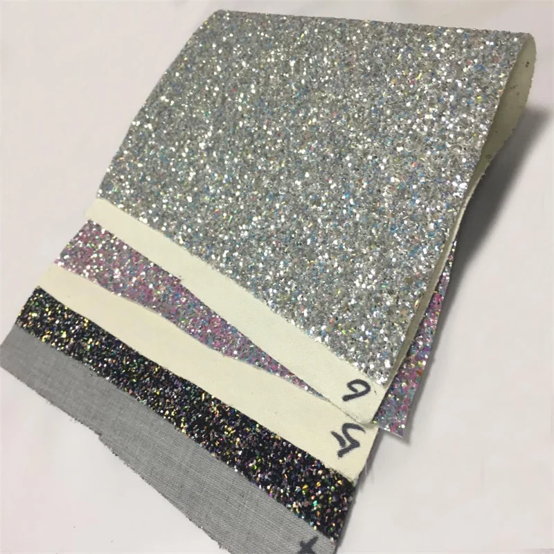 
Chunky Glitter Faux Leather Fabric With Coloful Glitter Pieces For Bows 