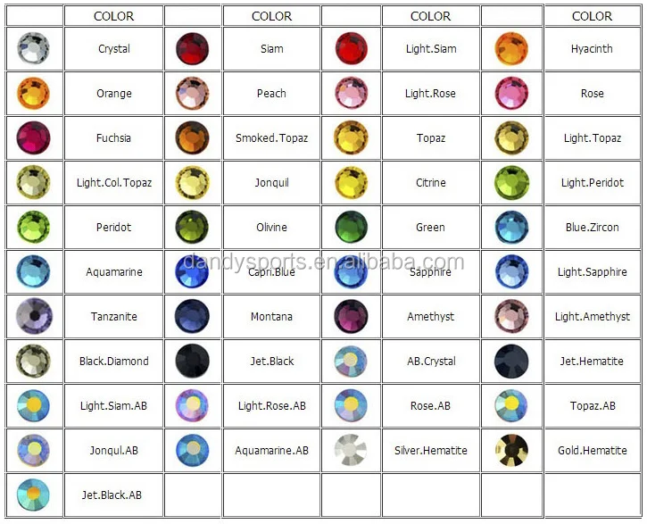 Rhinestone crystal color