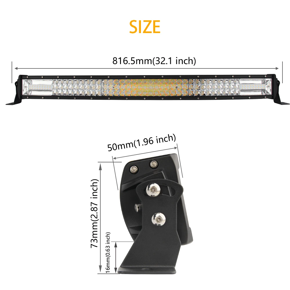 Triple Row Dual color 22inch 32inch flashing Amber Strobe barra led 4x4 Car Warning led light bar for trucks
