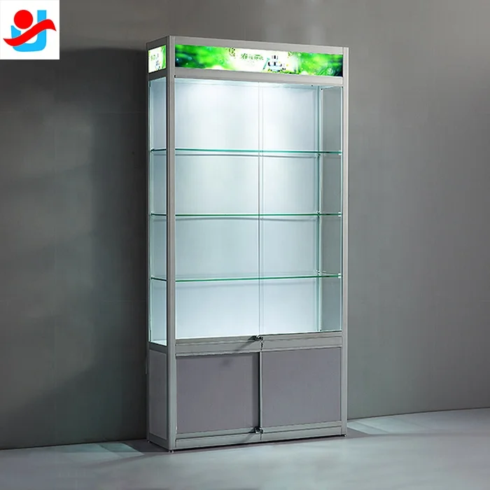 Wall display cabinets for collectibles/boutique store fixtures glass shelves/salon retail display case