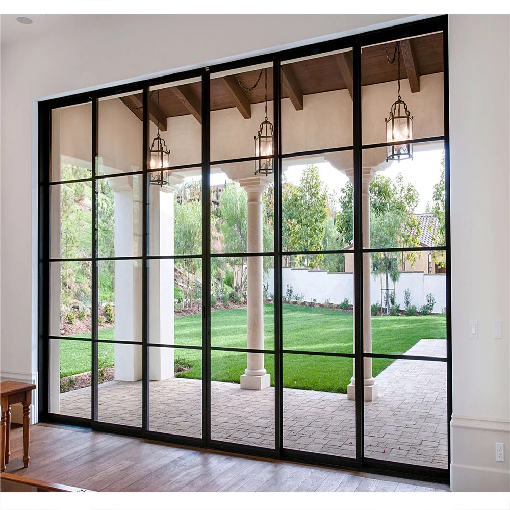 commercial double wrought iron glass doors steel framed glass French doors exterior