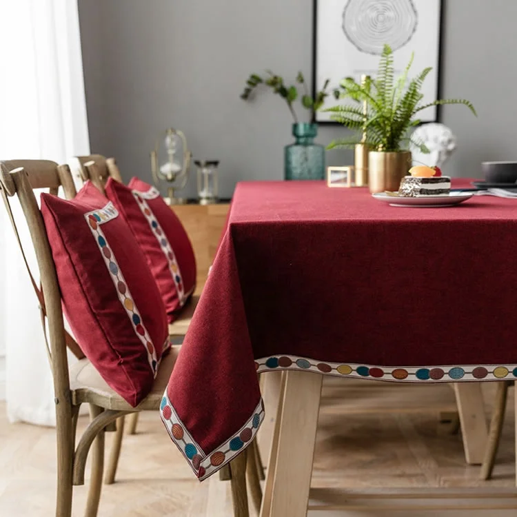 
Durable using low price variety colours modern table cloth polyester for home 