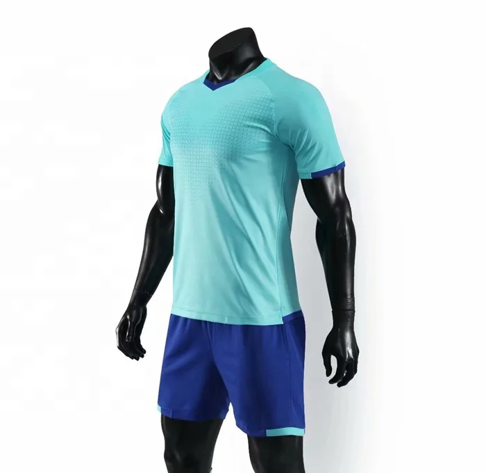 2019 Men Polyester Football Uniform Kits Plain Soccer Jersey Set
