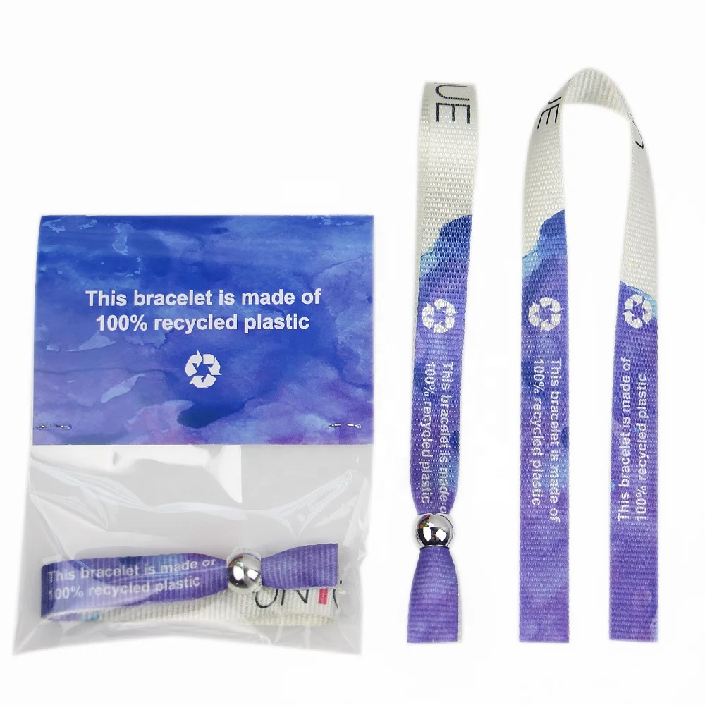 
Eco friendly recycle RPET wristband with custom logo printing 