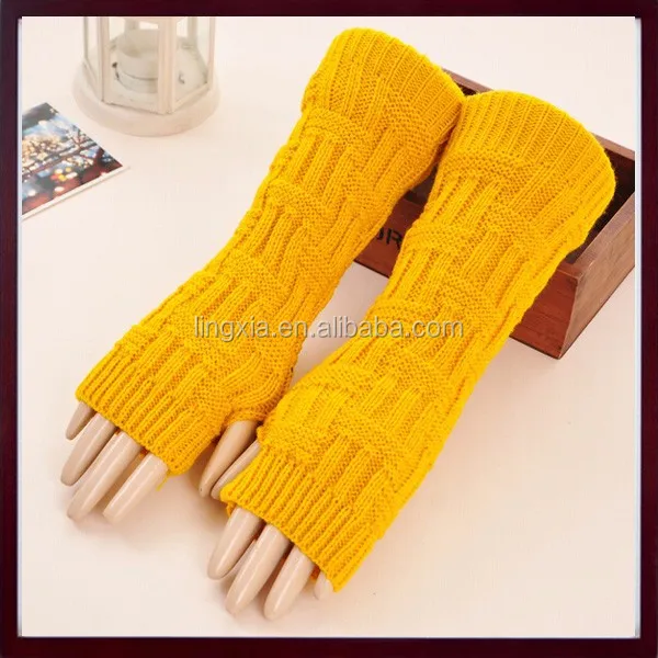 
Lady Winter Long Stretch Weave Knit Arm Warmer, Crochet Acrylic Fingerless Gloves, Soft Knit Fingerless Arm Warmers 