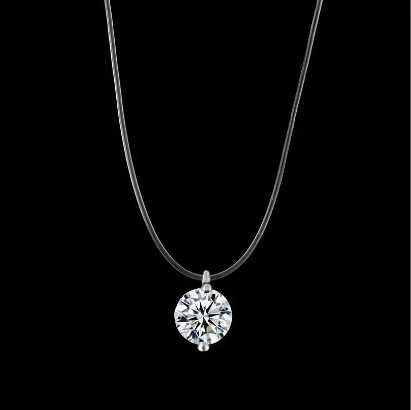 
China Factory Simple Zircon cz Stone Pendant Jewelry Black Cord Crystal Necklace 