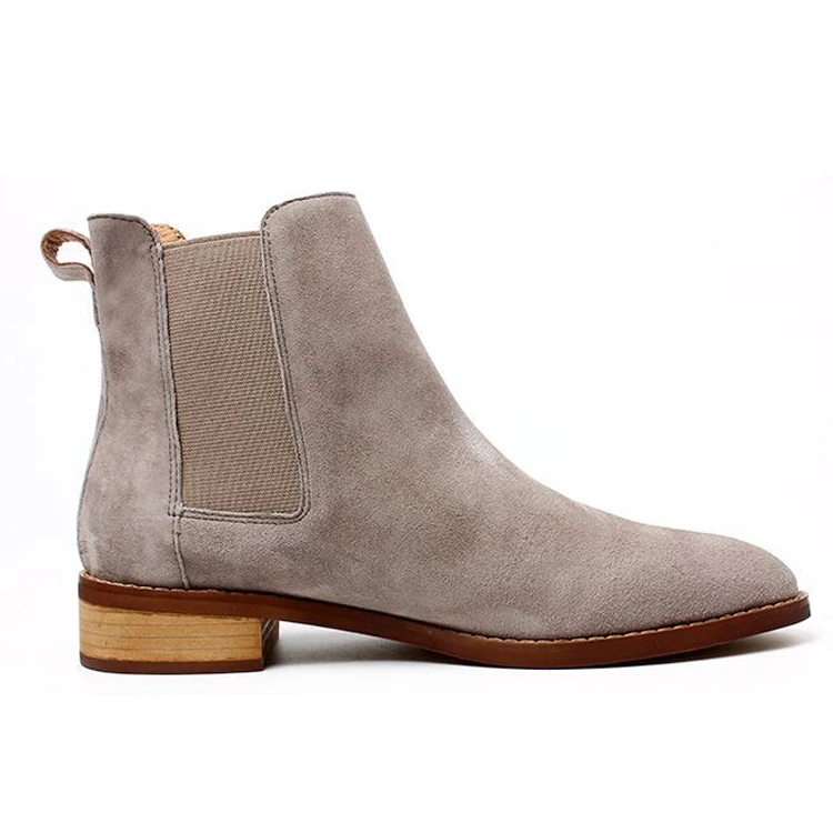 Private Brand Fashion Gray Cow Suede Leather Women Ankle Chelsea Boots