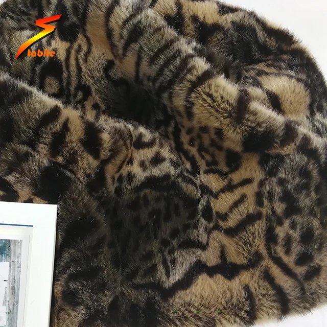 
animal fake fur knit fabric leopard printed factitious throw blankets 